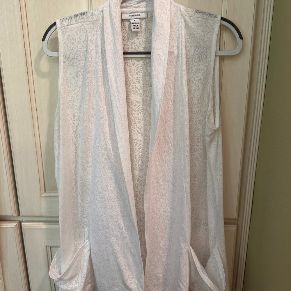 Style & Co Boho Paisley Print Open Front Drape Vest